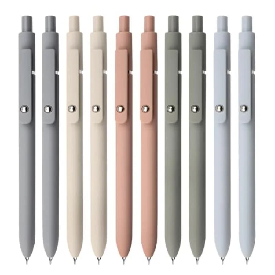 Gel Pens, 10Pcs 0.5mm Black Ink Pens Fine Point Smooth Writing Pens, High-End Series Retractable Pens for Journaling Note Takin