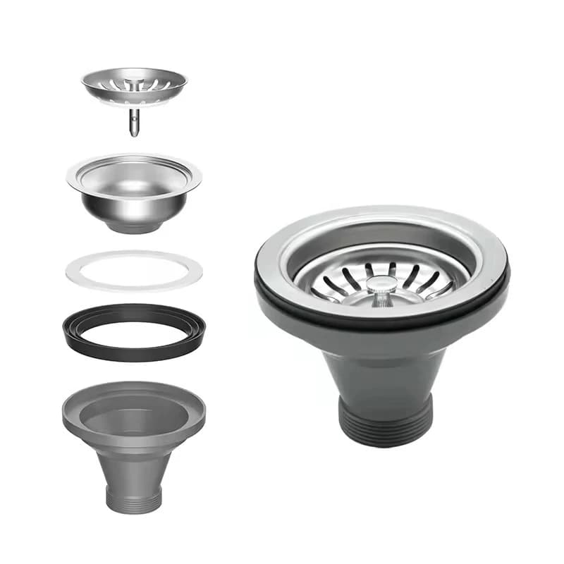Plastic Bathroom Sink Drain Stopper Kit, Bathtub Waste Drain & Floor Drain Replacement with Filter Basket for Vanity Basin Tub