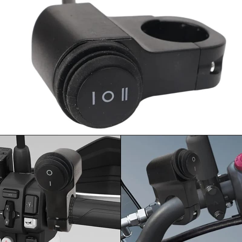 Motorcycle Light Switch Waterproof Handlebar Button Flame Retardant ABS Silver Contact Headlamp Spotlight Fog Control Assembly