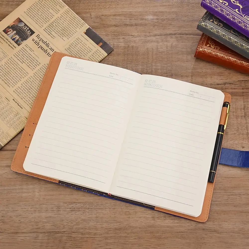 Agenda in Pelle PU A5 con Lucchetto a Combinazione, Copertina Rigida, Organizer Personale, Fogli a Righe, Design Goffrato