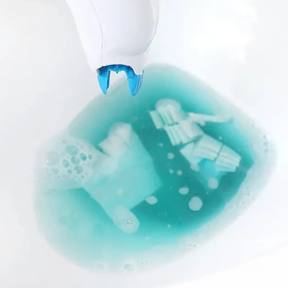 Testine usa e getta Set scopino per WC in plastica solubile in acqua Spazzola per pulizia WC 12 ricariche Nessun macchie cieche Porta scopino per WC