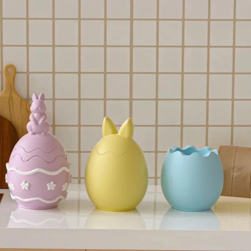 latests models easter rabbit egg shaped candle holder jar silicone mold diy bunny storage box plaster gypsum making mould easter