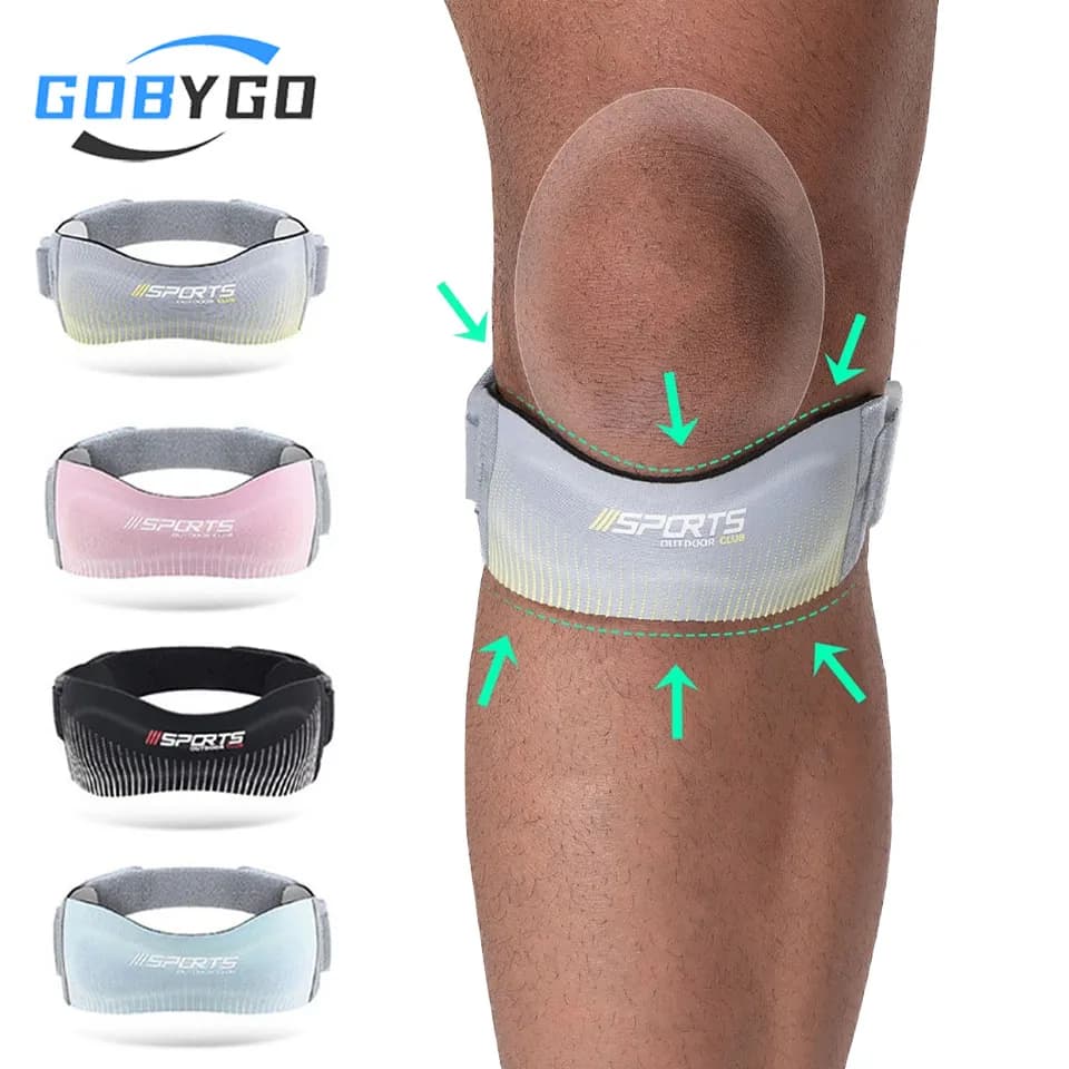 GOBYGO 1 pcs Sport Rotal Strap Compression Knee Sleeve Adjustable Knee Sleeve Outdoor Racing Shoe Absorption Unisex Jumping Corde