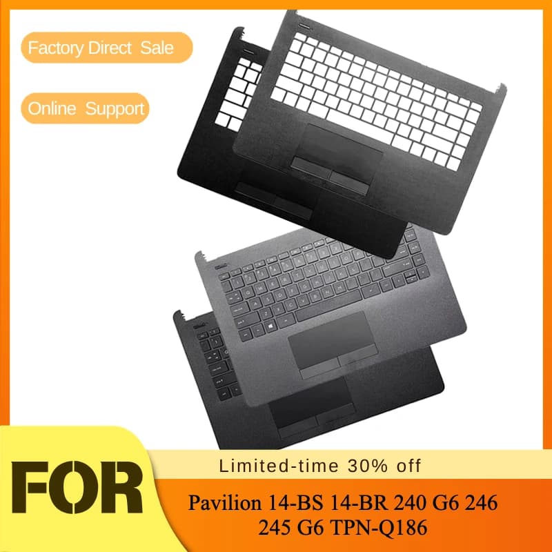 New Palmrest Top Case with US Keyboard Replacement Shell For HP Pavilion 14-BS 14-BR 240 G6 246 245 G6 TPN-Q186 Laptop