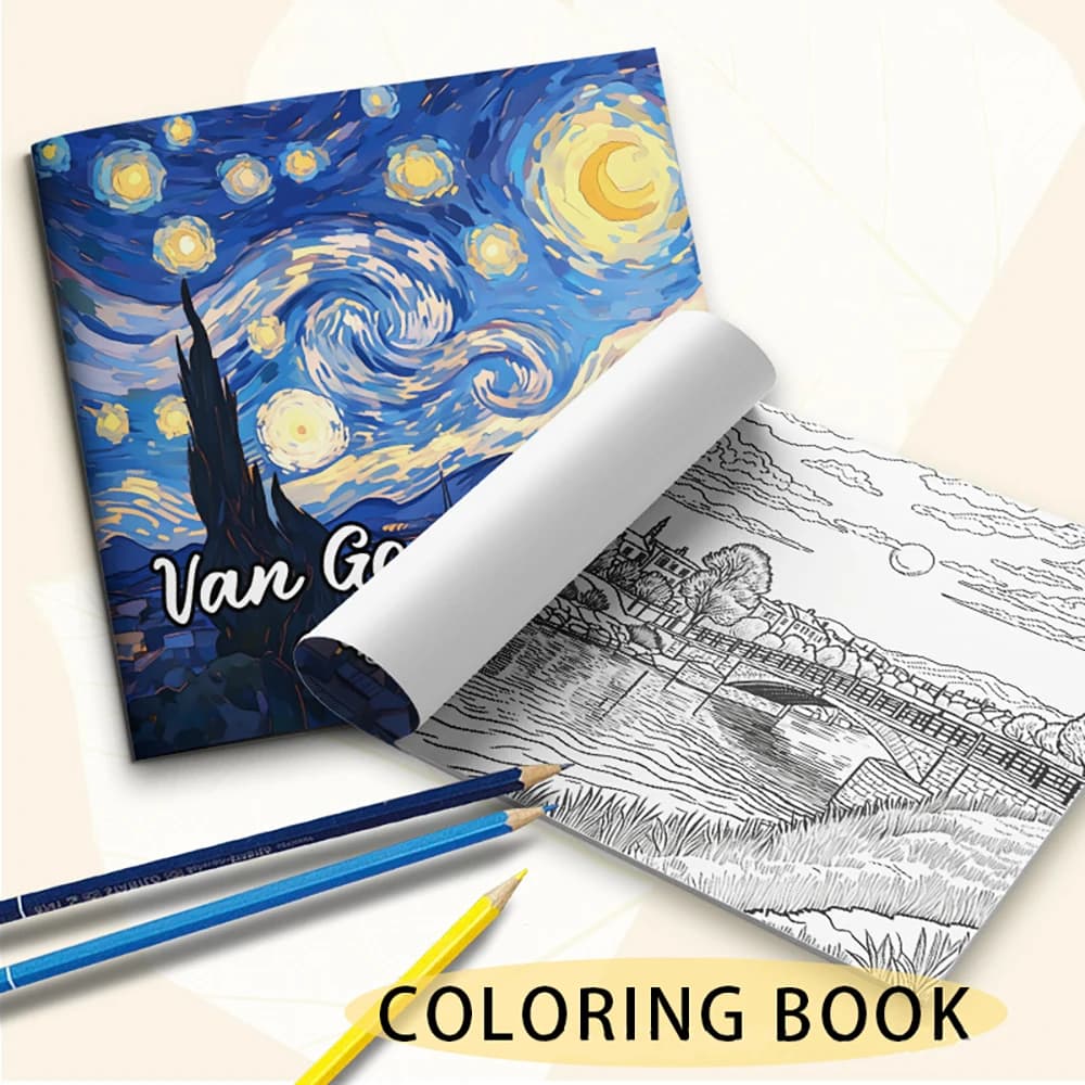 Bview Art Create Your Van Gogh Masterpiece: Adult Coloring & Sketch Book for Relaxation, Artist-Quality Tracing Pages