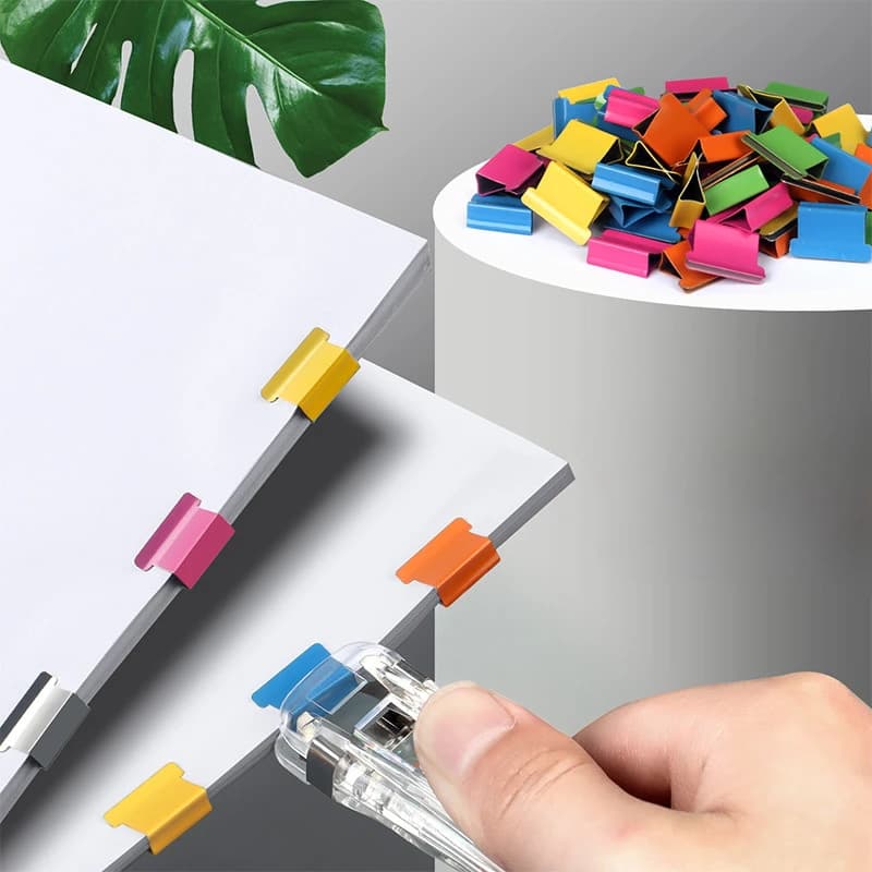 50 pz Push Clip Cucitrice Graffetta Rimozione Raccoglitore Push Morsetto Dispenser di Nastro Graffette Forniture Per Ufficio Set Desktop Cucitrice Ufficio