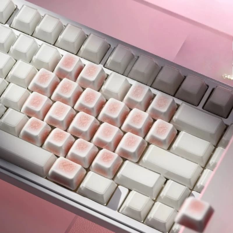 Keycaps in Ceramica Personalizzati con Incisione Positiva, Caratteri Effetto Ghiaccio, Profilo Cherry, Tasti per Tastiera Meccanica, Accessori