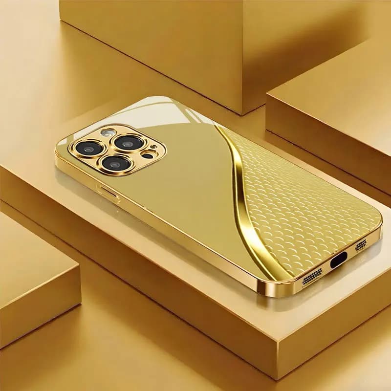 Plated-gold glass phone case with patterns, suitable for iPhone 17/16/15/14/13/12/11, etc. The top choice for giving gifts.