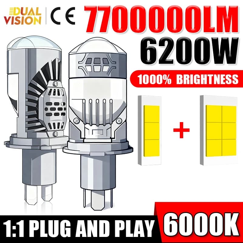 6200W H4 Bi LED Mini Lente per proiettore 7200000LM Faro per auto luminoso CANBUS H4 Led CSP Fascio alto e basso 12V Auto Moto Mini lente