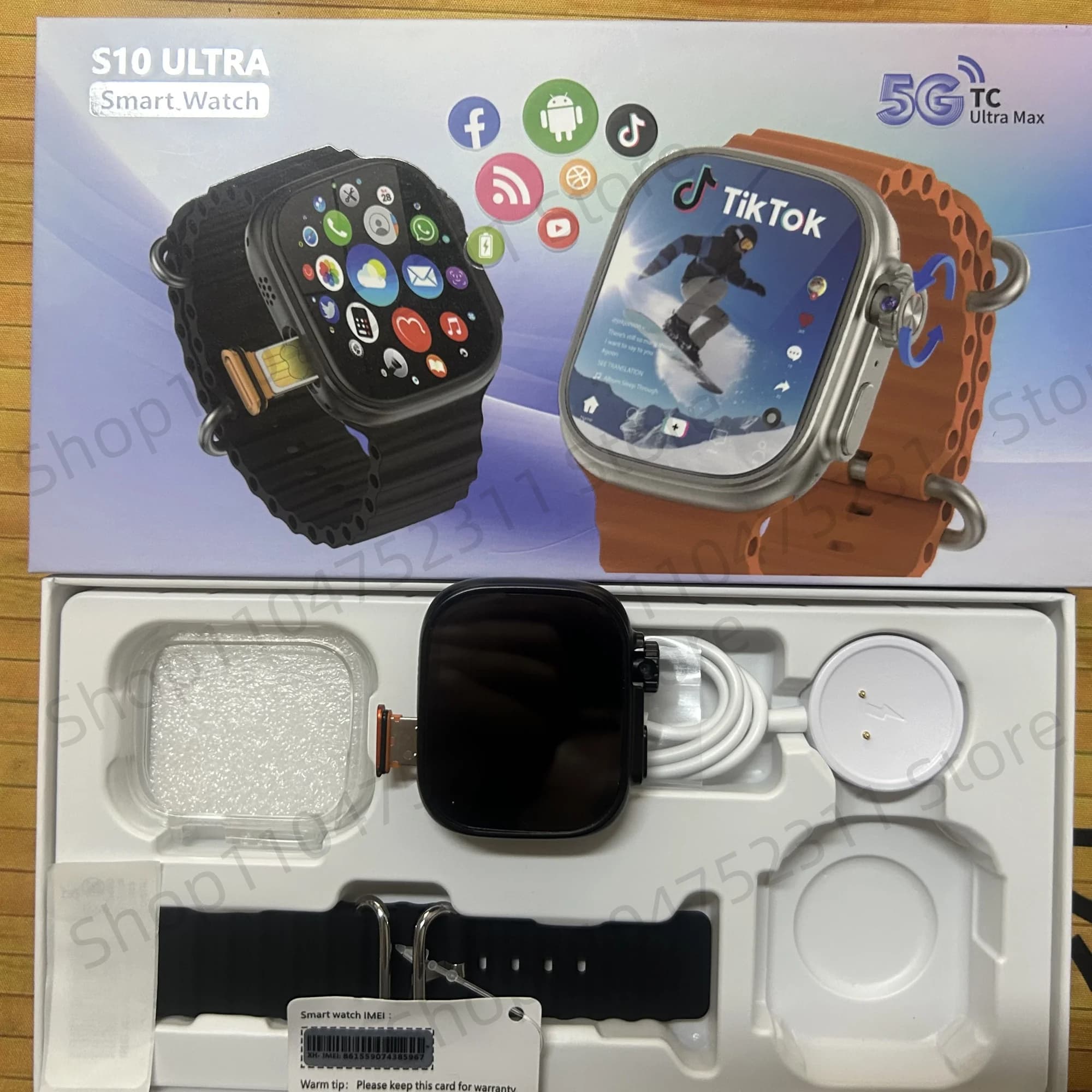 Orologio intelligente 4G 5G LTE Smartwatch S10 Ultra con 180 ° Telecamera rotativa GPS WIFI Slot per scheda SIM BUSSOLA Schermo Amoled NFC da 2,2 pollici