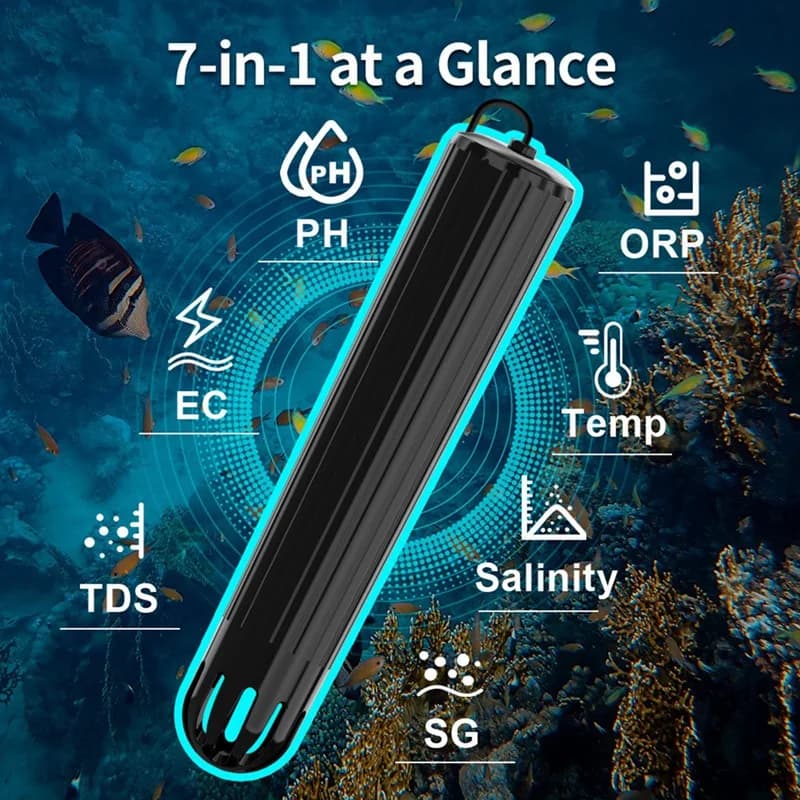 【ACQUISTA AGORA】Monitor intelligente Wifi online 7 in 1 SALT TEMP ORP Cloro Ph Tds Ec Meter per acquario Pesci tropicali SPINA UE