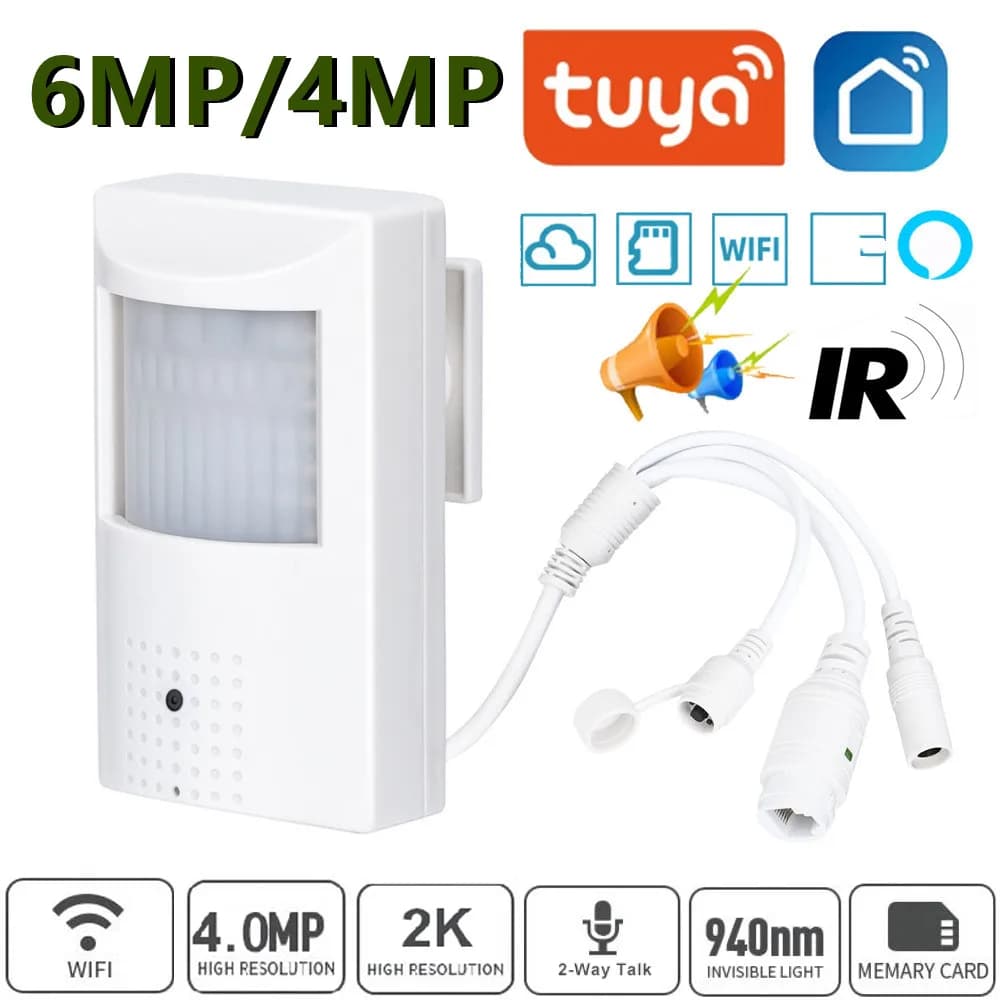Tuya 6mp Mini telecamera wifi IP 4MP PIR Style Indoor Onvif Audio integrato Slot per scheda TF Visione IPC 48 pezzi 940nm IR LED Sicurezza intelligente