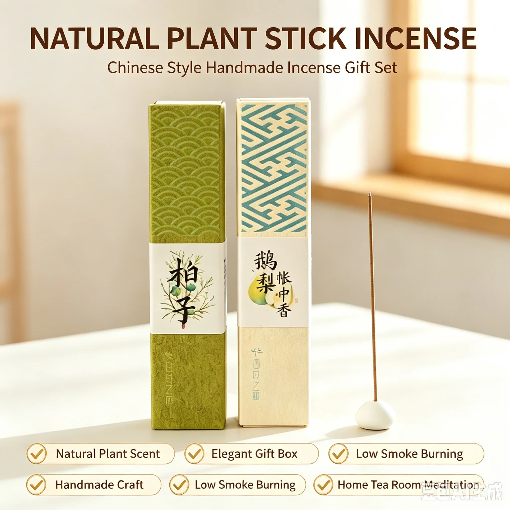 xmsj Oriental Natural Stick Incense, Goose Pear Curtain Incense & Cedar Incense, Traditional Handmade Incense Sticks with Gift