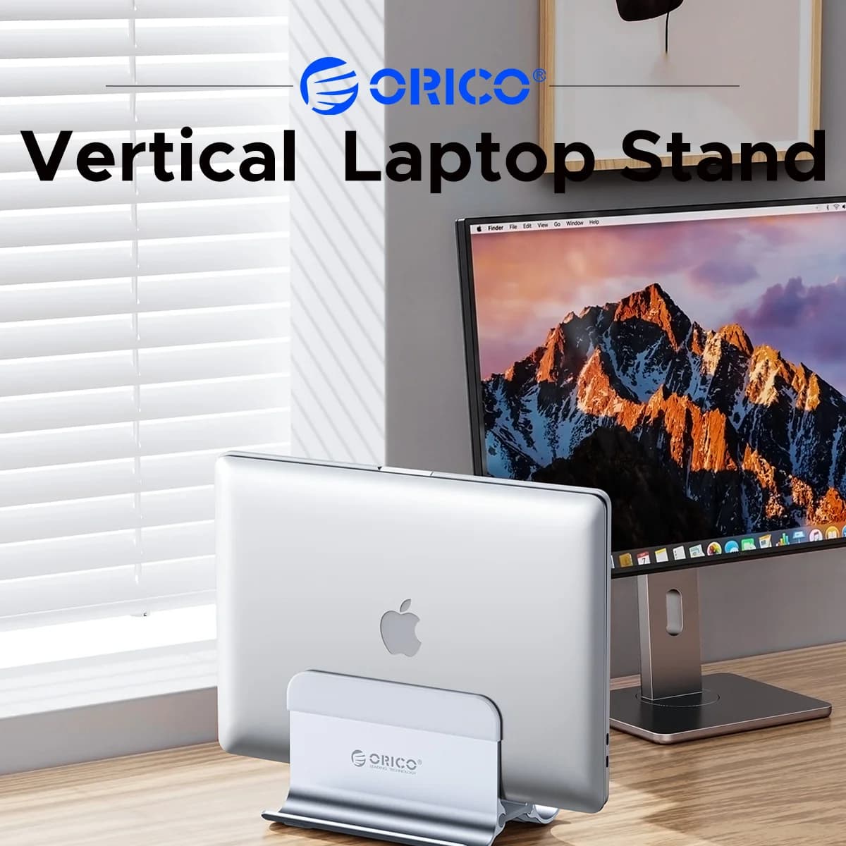 ORICO Vertical Laptop Stand Aluminum Alloy Gravity Auto Lock Notebook Holder Multi-Slot Storage for MacBook iPad Phone Desktop O