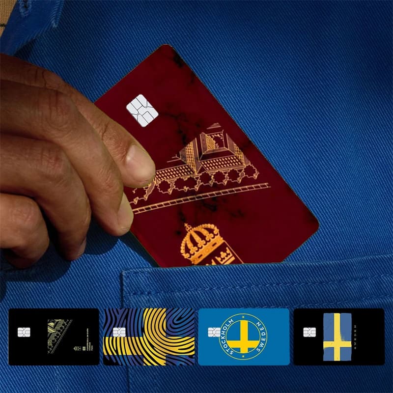 Adesivo per copertina del passaporto svedese per carte di credito, carte di debito, carte bancarie, porta carte sul lato anteriore, Sleek Indie