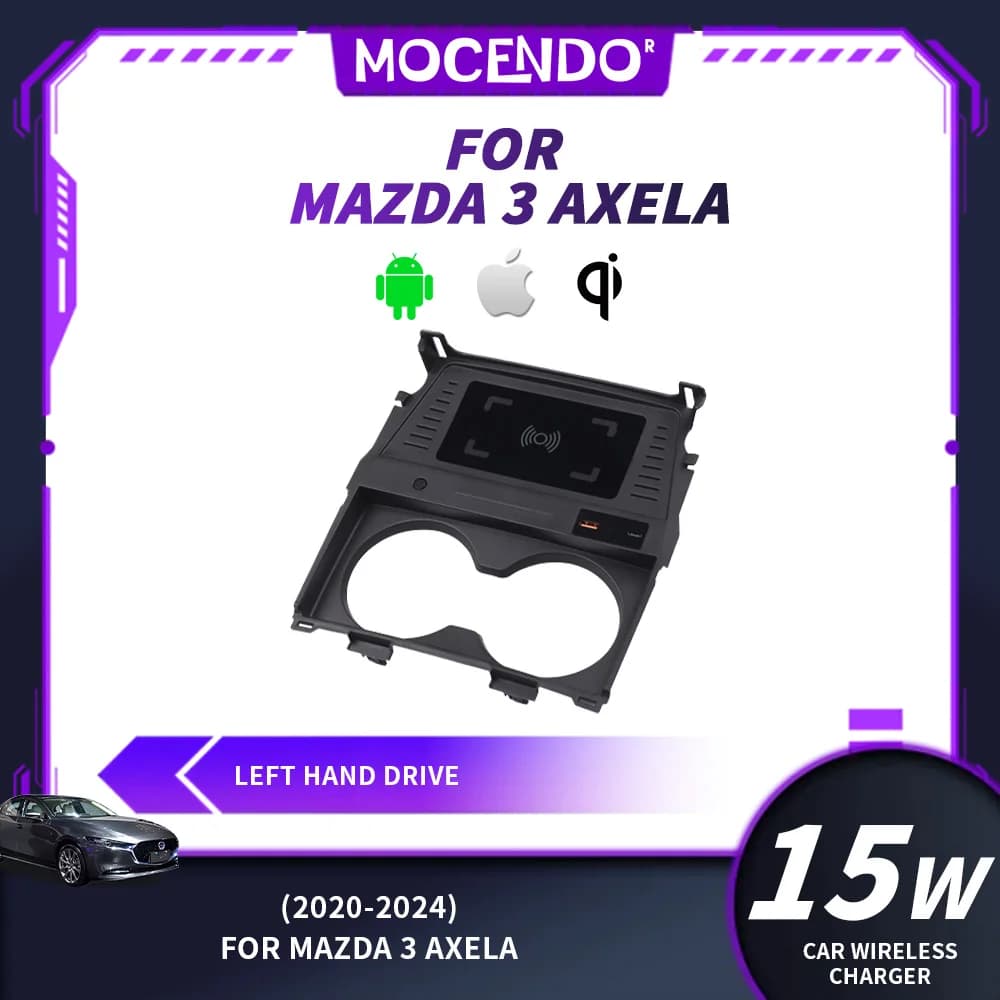 15W Car Wireless Charger for Mazda 3 Axela 2020-2024, Quick Charging Accessories for Auto