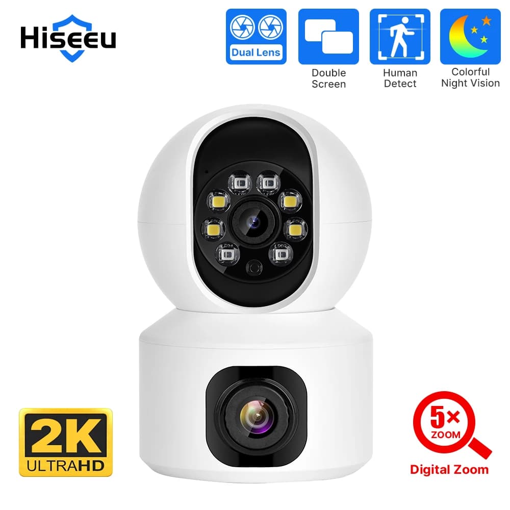 Telecamera IP PTZ Hiseeu 2K 4MP WIFI Wireless per Sicurezza Domestica Intelligente con Audio Bidirezionale e Monitoraggio per Bambini