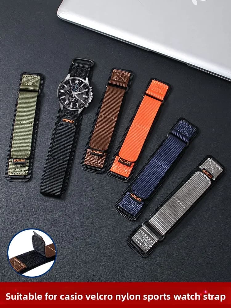 Cinturino in nylon con velcro per Casio EFR-303 EQB-501 EFS500 MTP-1375, ideale per l'alpinismo