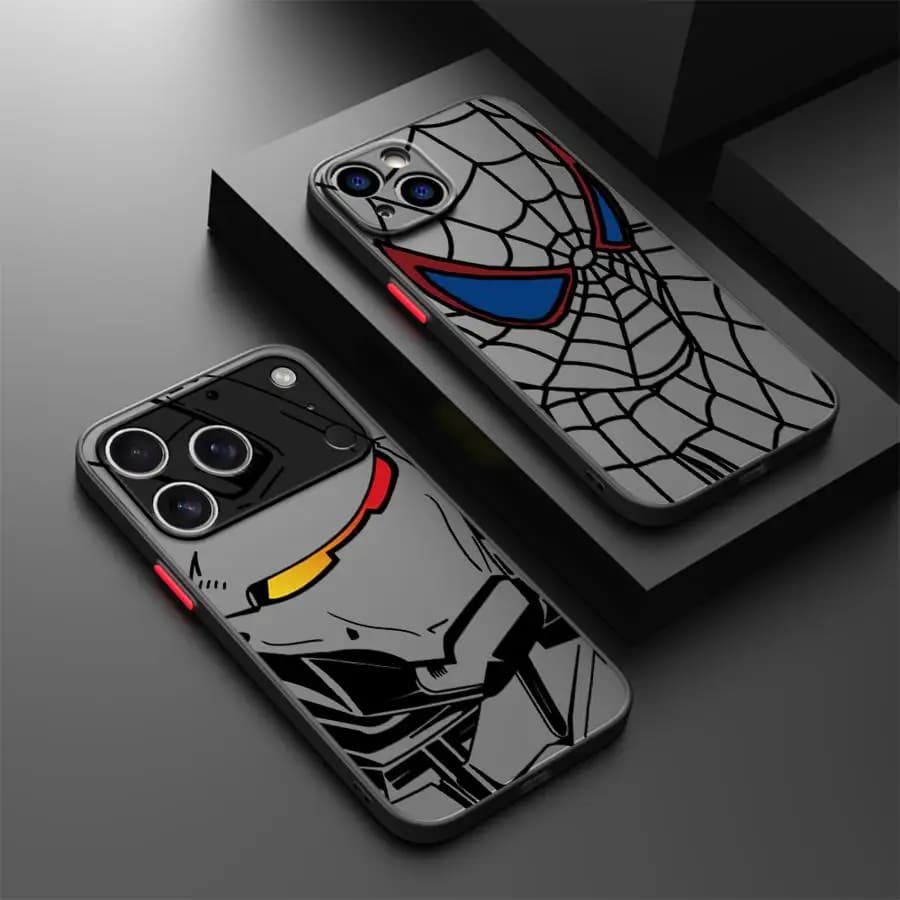 Cover posteriore Marvel Iron Man Spiderman per iPhone 17 Pro Max 11 Air 7 8 SE 12 XS XR 13 Mini 16 Plus 14 17e 15