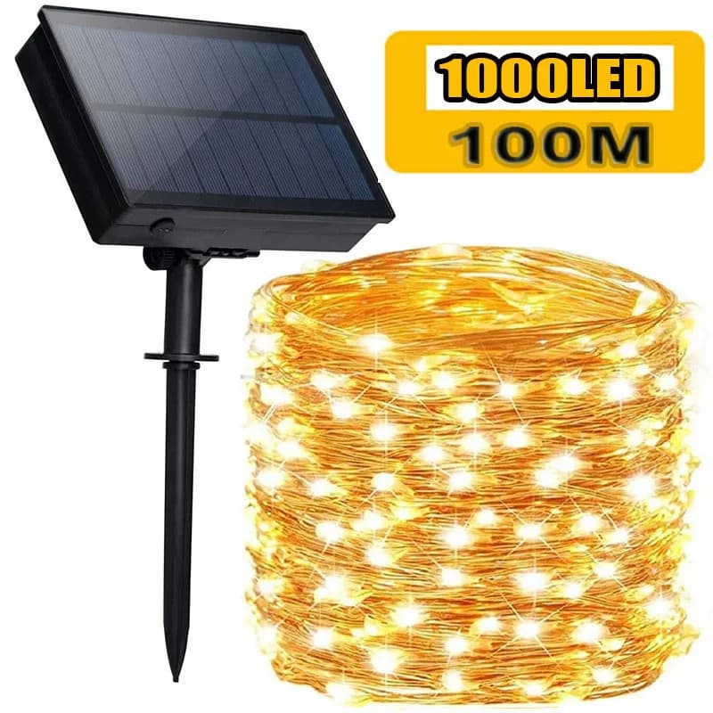 1000 LED Lampada solare per esterni a LED Luci a stringa 100 metri Fata Vacanze Festa di Natale Ghirlanda Giardino solare W