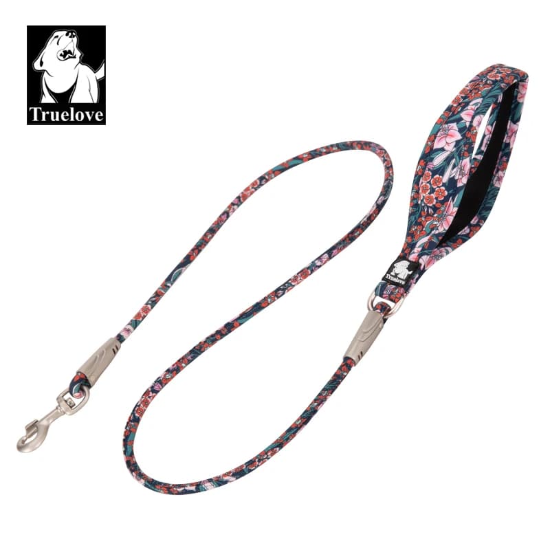 Guinzaglio per animali domestici Truelove Guinzaglio in corda floreale per cani e gatti Manico imbottito in neoprene Tessuto 100% cotone Gancio in lega di zinco all'aperto TLL2573