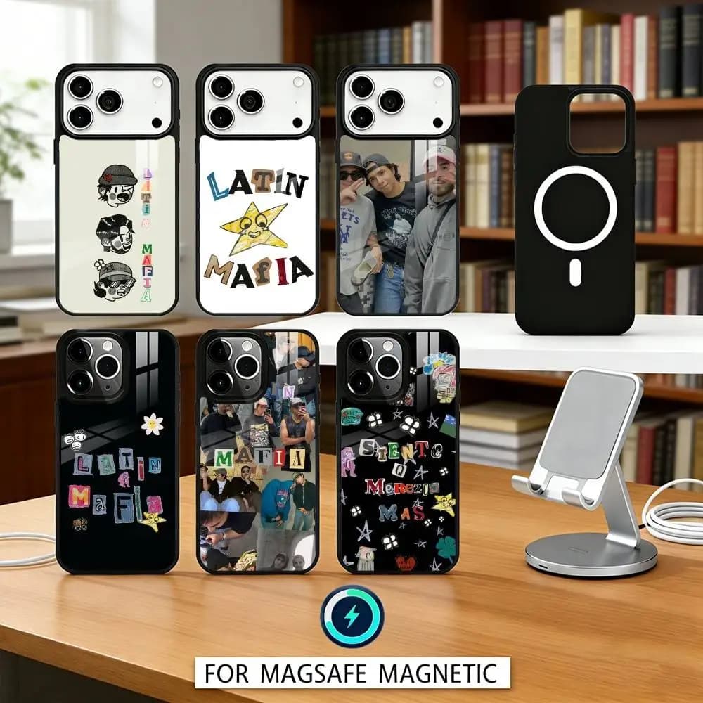 Custodia per telefono EPC F-Flores-L-Latin M-Mafia per iPhone 17, 16, 15, 14, 13, 12, Pro, Max con ricarica wireless magnetica MagSafe
