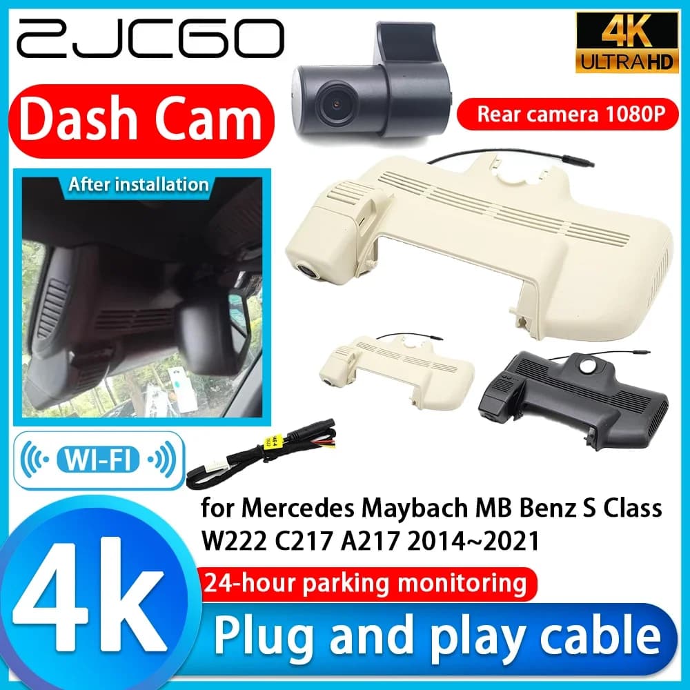 ZJCGO 4K UHD Plug and Play, Dash Cam for Auto Mercedes Maybach MB Benz Class S W222 C217 A217 2014~2021
