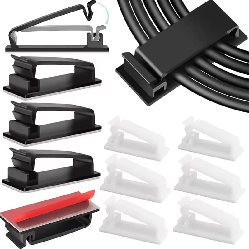 Clip autoadesivi per la gestione dei cavi, organizer per cavi, fermacavi per casa, ufficio, TV, cavi Ethernet, cavi USB, avvolgicavo.