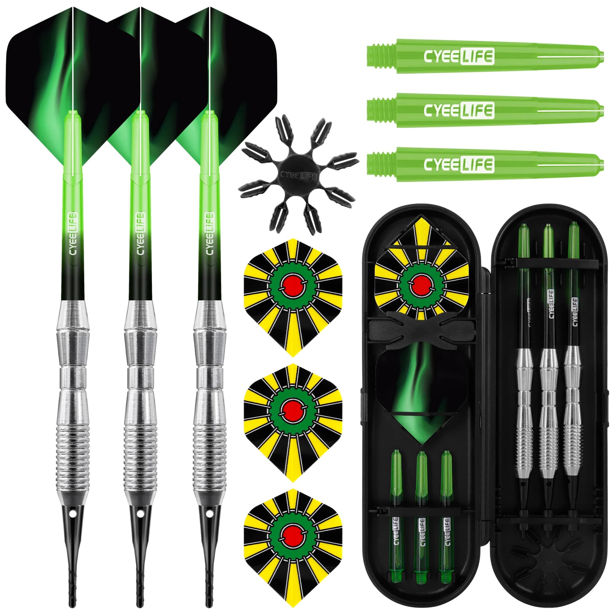 Set di freccette Cyeelife da 18 g con punta morbida, ogni set include 3 freccette + scatola per freccette