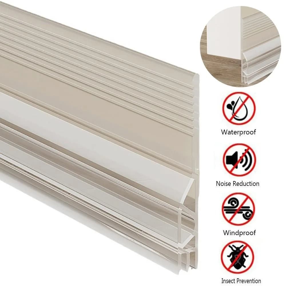 Guarnizione per Porta Autoadesiva da 100cm, Isolante Acustico, Protezione da Insetti, Striscia Sigillante Trasparente per Fondo Porta