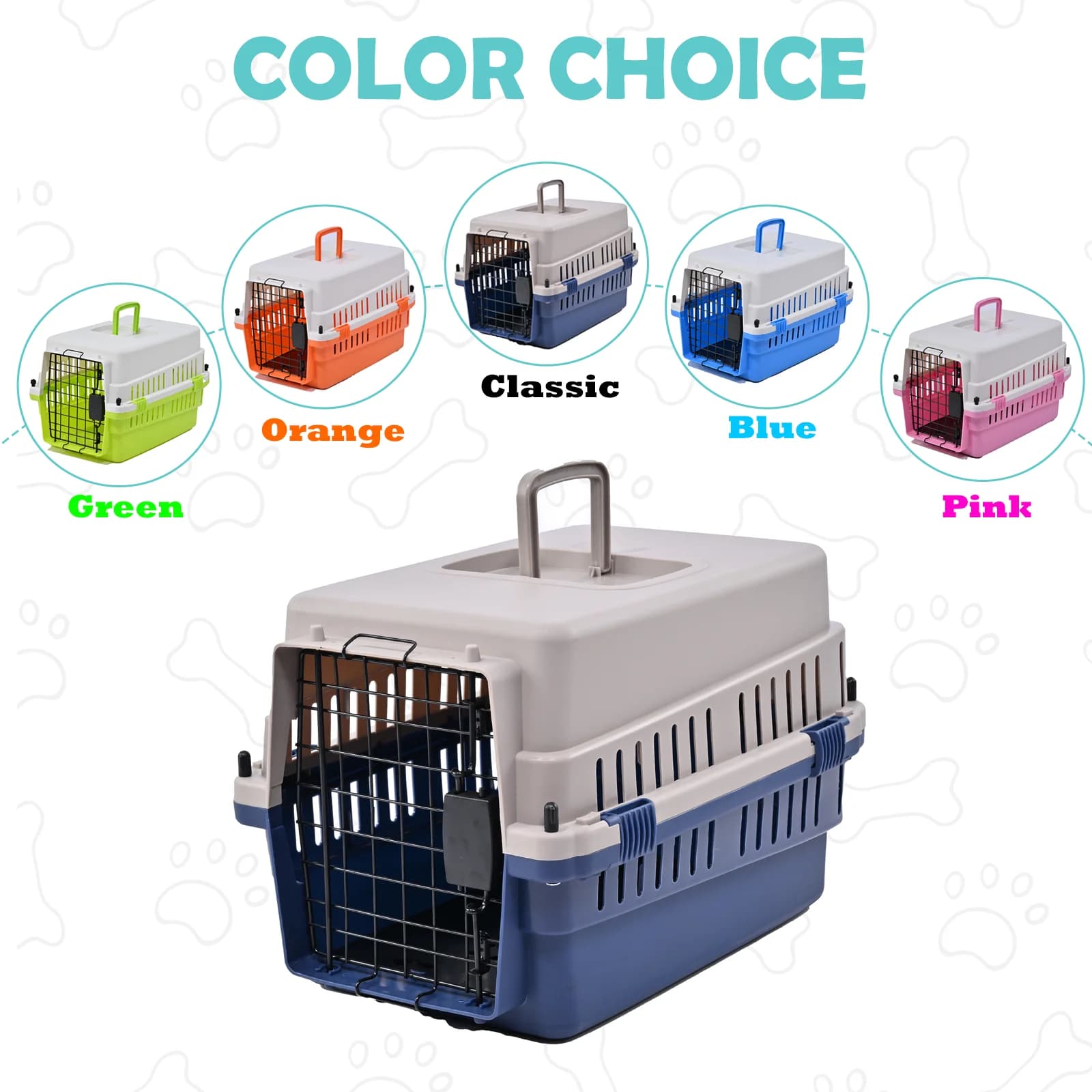 FreePet # Cuccia per cani e gatti di 2 dimensioni, M, 24 pollici per animali domestici, PP resistente, marsupio da viaggio (classico arancione blu verde rosa)
