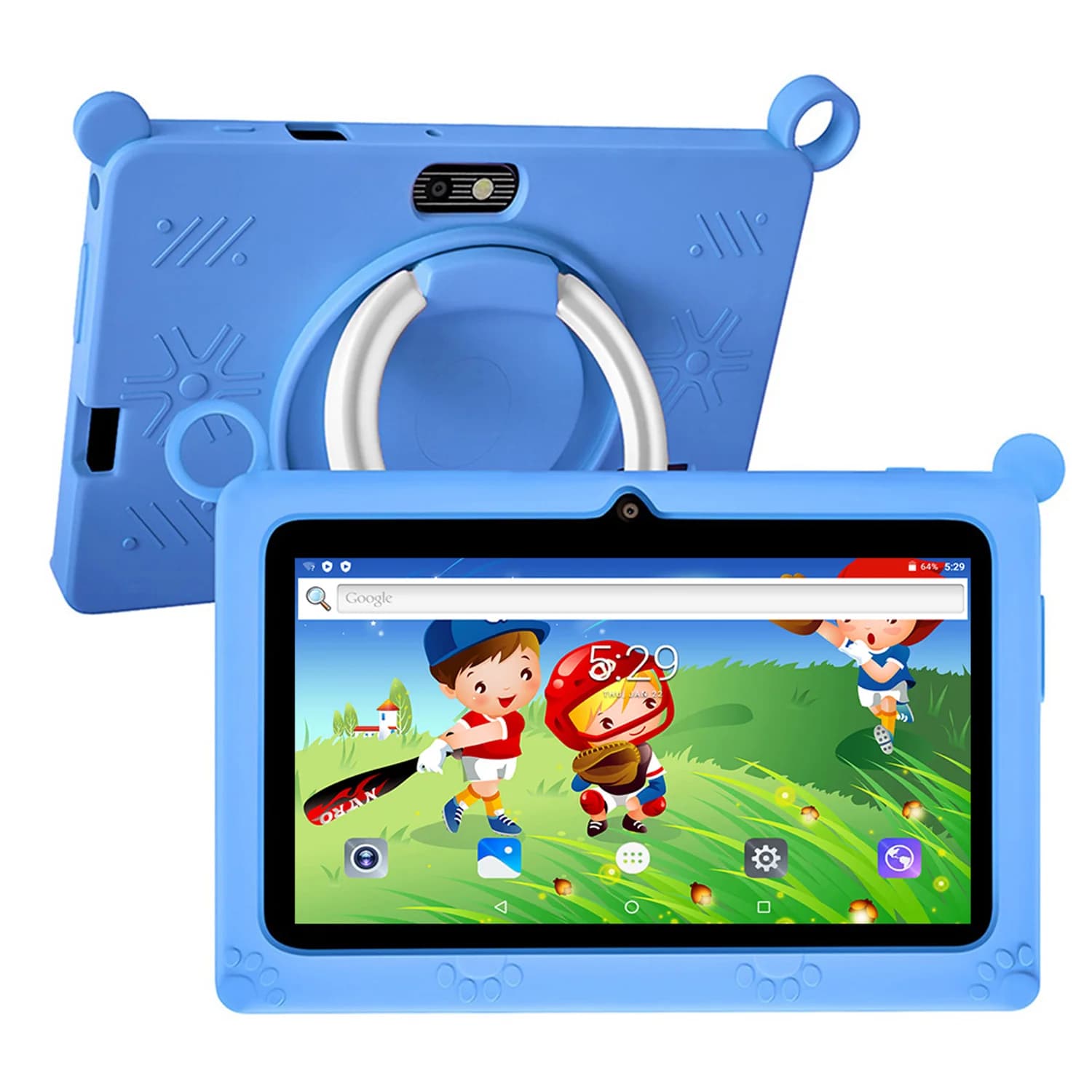 New version Android Global Tablet 7 inch Quad Core 4 GB + 64 GB ROM 5G WiFi Google Kids Tablet Children's Portable Protective Case