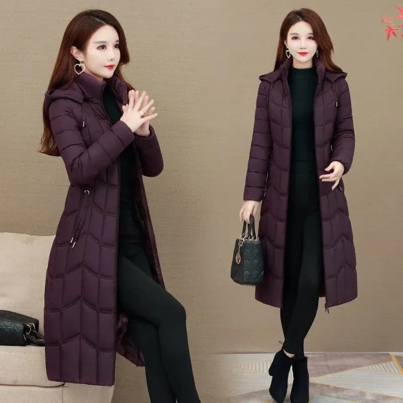 Giacca invernale da donna X-lungo addensato piumino con cappuccio dritto elegante capispalla 2023 moda coreana Parka femminile