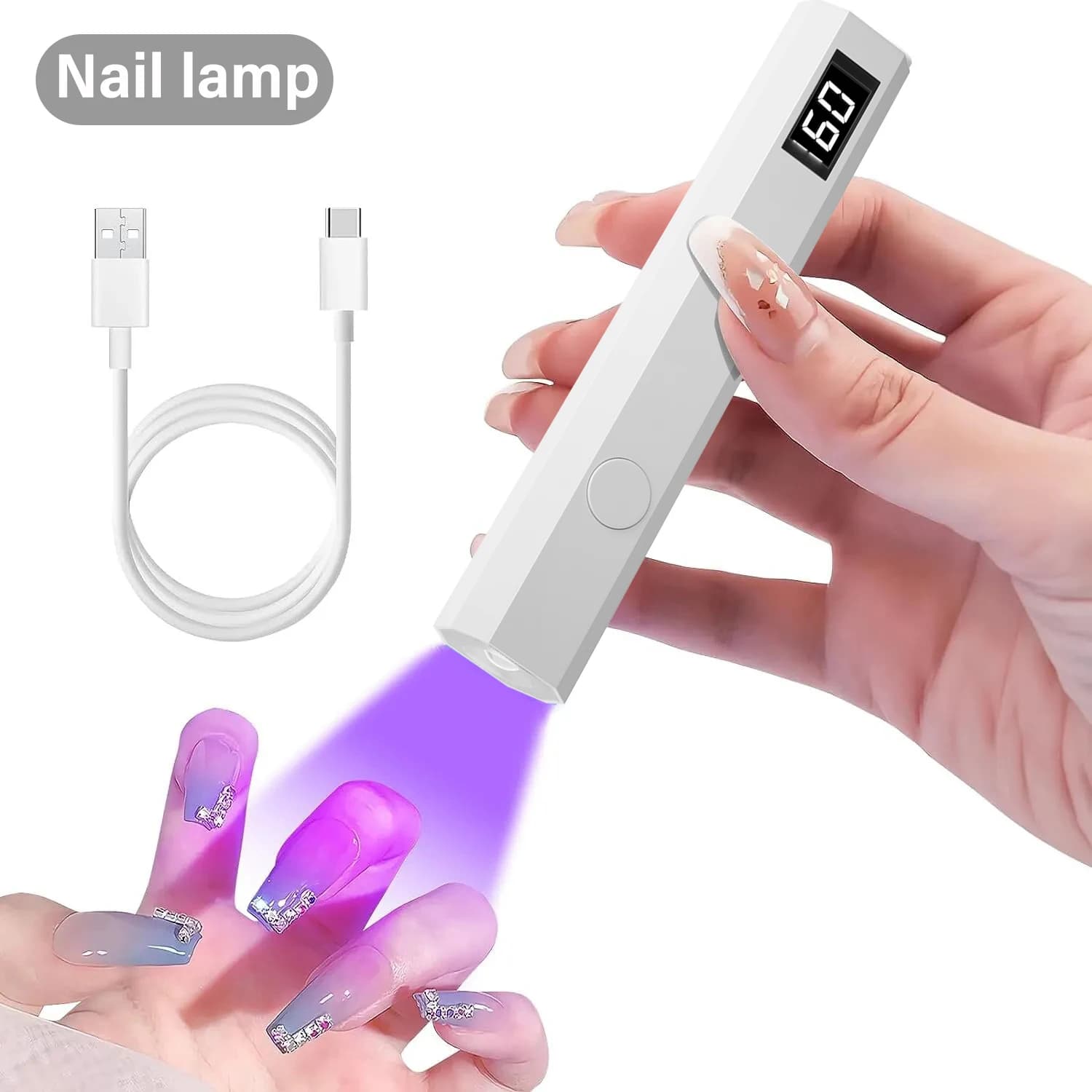 YIKOOLIN UV/LED 3W Nail Portable Lamp, Mini UV Gel Nail Light with 2 Timer Settings, LED Nail Lamp for Home Use
