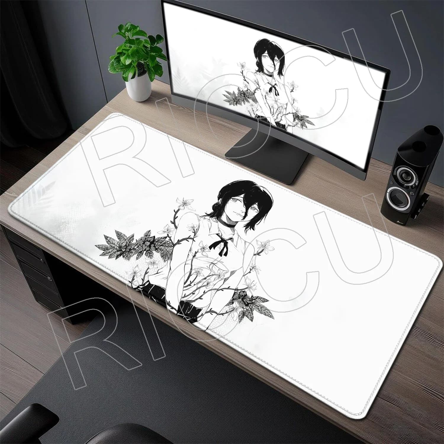 Tappetino per mouse XXL Anime Girl Reze, tappetino da scrivania antiscivolo per laptop da gaming, stile fumetto Chainsaw Man, tappetino da ufficio, accessori per tastiera PC.