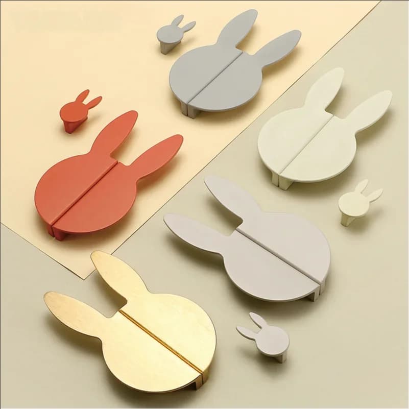 Love Rabbit Cartoon Children's Room Handle Color Matching Cabinet Door Handle Kitchen Cabinet Shoe Cabinet Wardrobe Door Handle