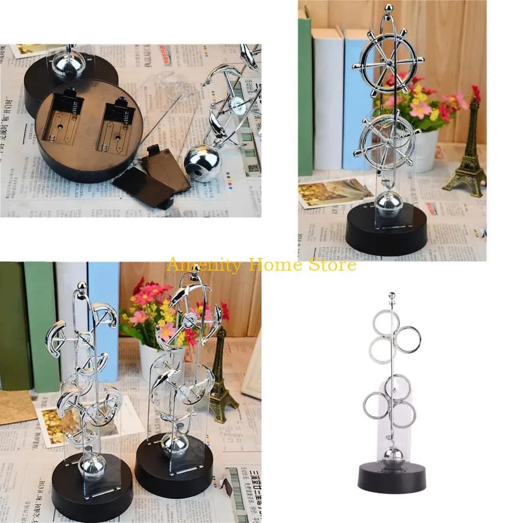 F26C Metal and Plastic Double-Swinging Chaotic Desk Sculpture Electric Forever Motion Toy Balance Pendulum Balls