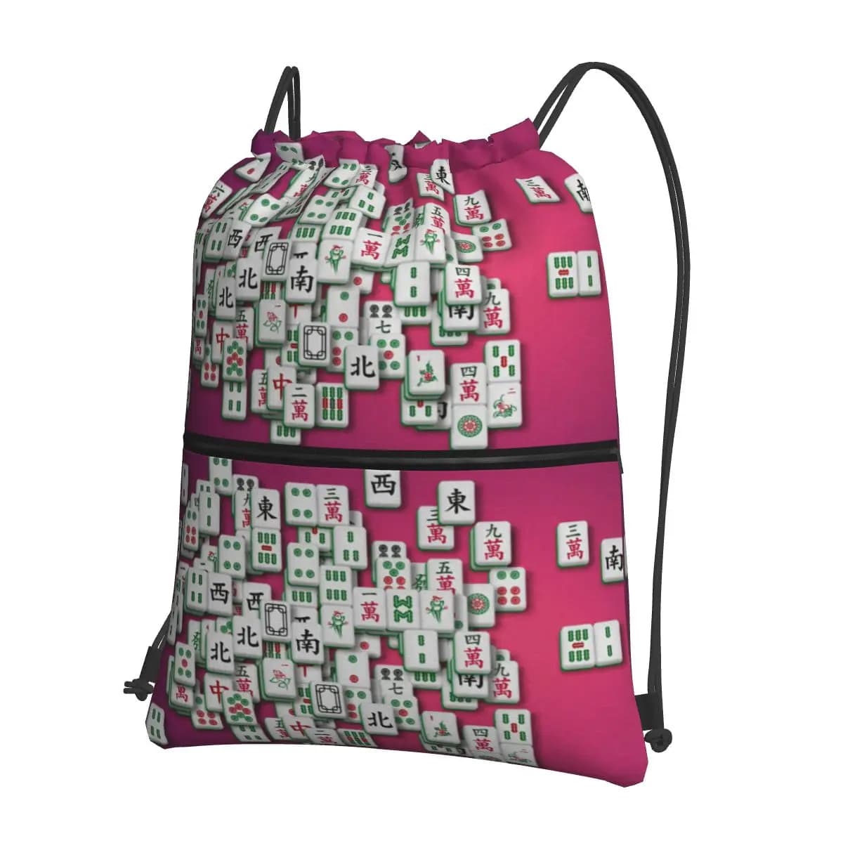 Zaini con motivo Mahjong, borse casual con coulisse, borse sportive, borse per libri per uomo, donna, studenti