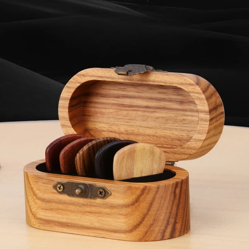 Handmade Guitar Pick Box Solid Wood Guitar Box Pick Storage Box