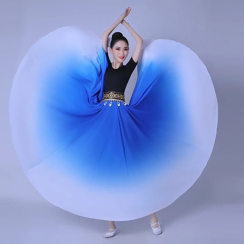 360/540/720 Degree Flamenco Dance Skirts Women Gradient Dancing Dress Stage Performance Classical Dance Practicing Skirts