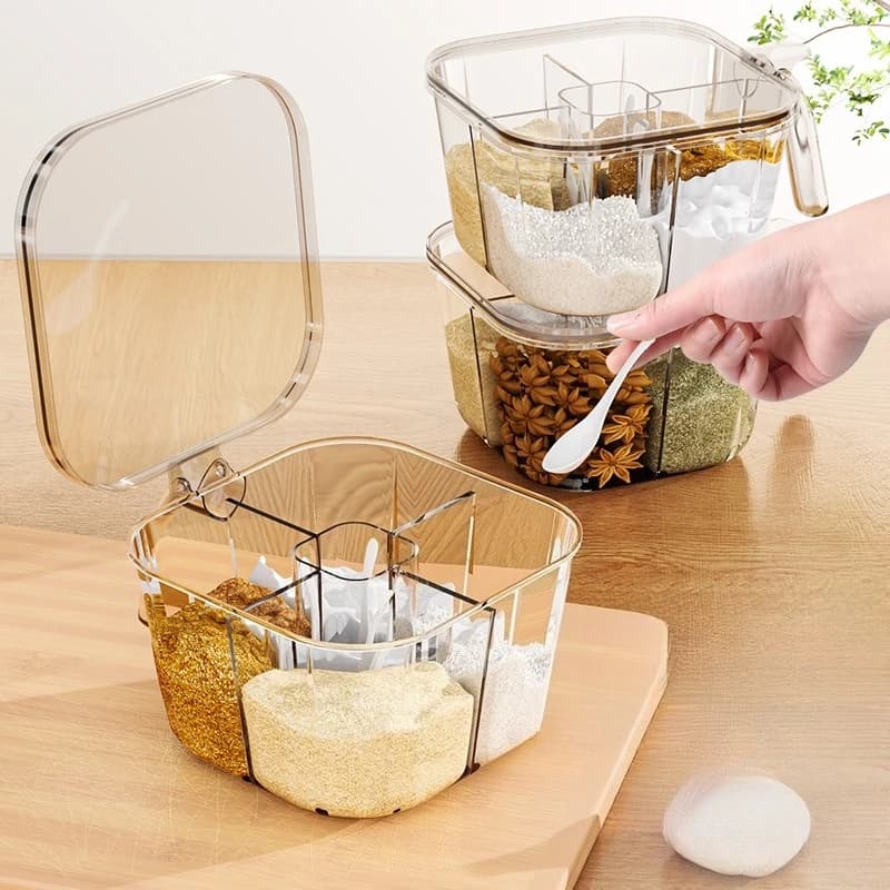 Set di barattoli di spezie da 6 pezzi: contenitore da cucina multiscomparto per sale, pepe e condimenti