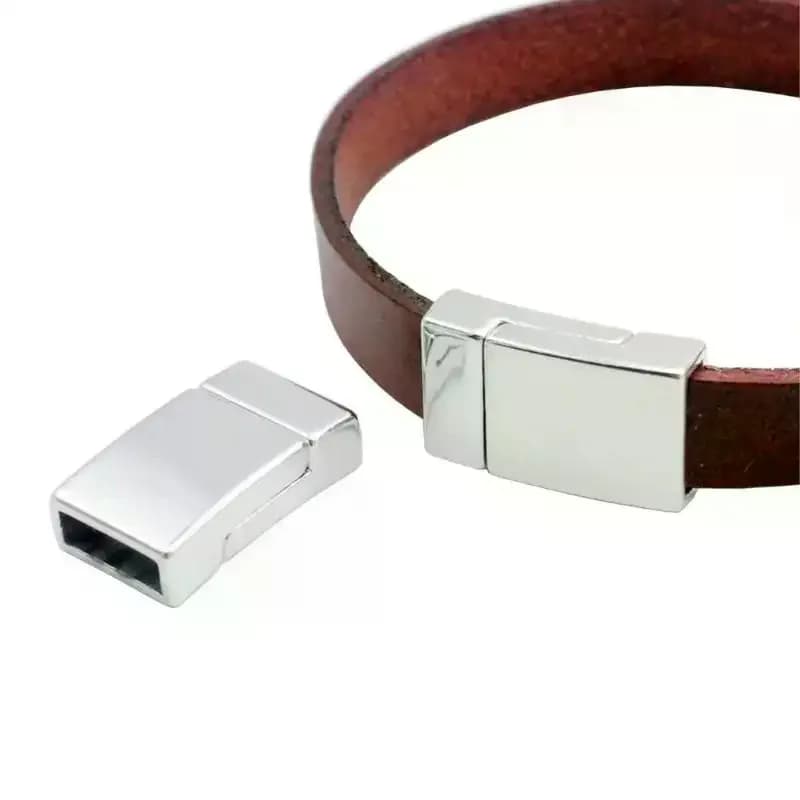 Chiusura magnetica piatta in lega, fibbie magnetiche, connettore per cordoncini in pelle per la creazione di gioielli fai da te, accessori per braccialetti