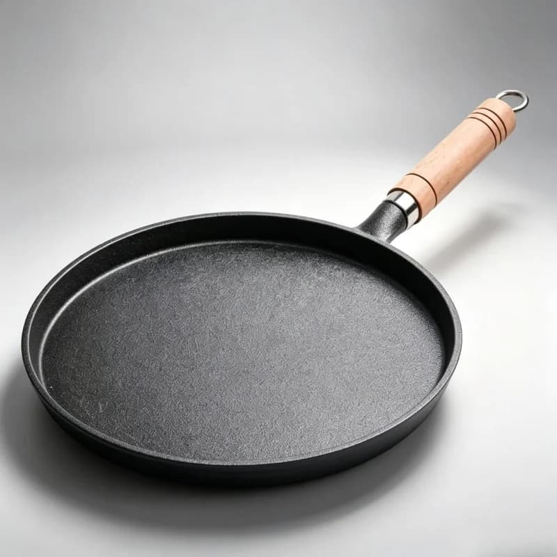 1Pcs Uncoated Cast Iron Frying Pan, Non-Stick Egg Pancake Crepe Steak Pan, Compatible with Gas & Induction Cookers Kitchen Cookw