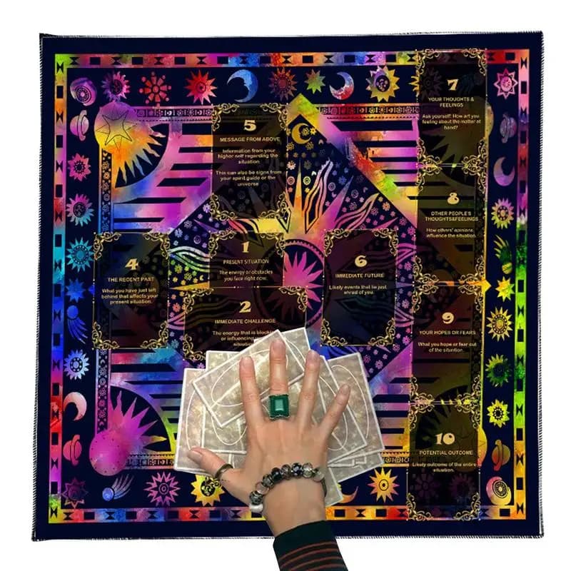 Tovaglia per tarocchi, layout da scrivania per altare, tappetino per tarocchi classico in tessuto per divinazione, per carte da lettura, adatto per principianti di meditazione