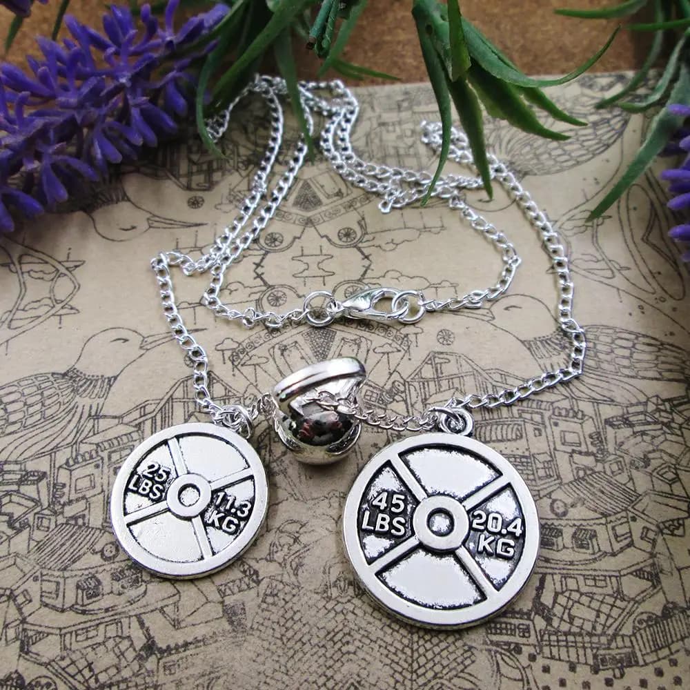 Gym Kettlebell 45Lbs 25Lbs Necklace with custom DIY-to-te pendants Unique gift of handmade jewelry for its custom fashion design