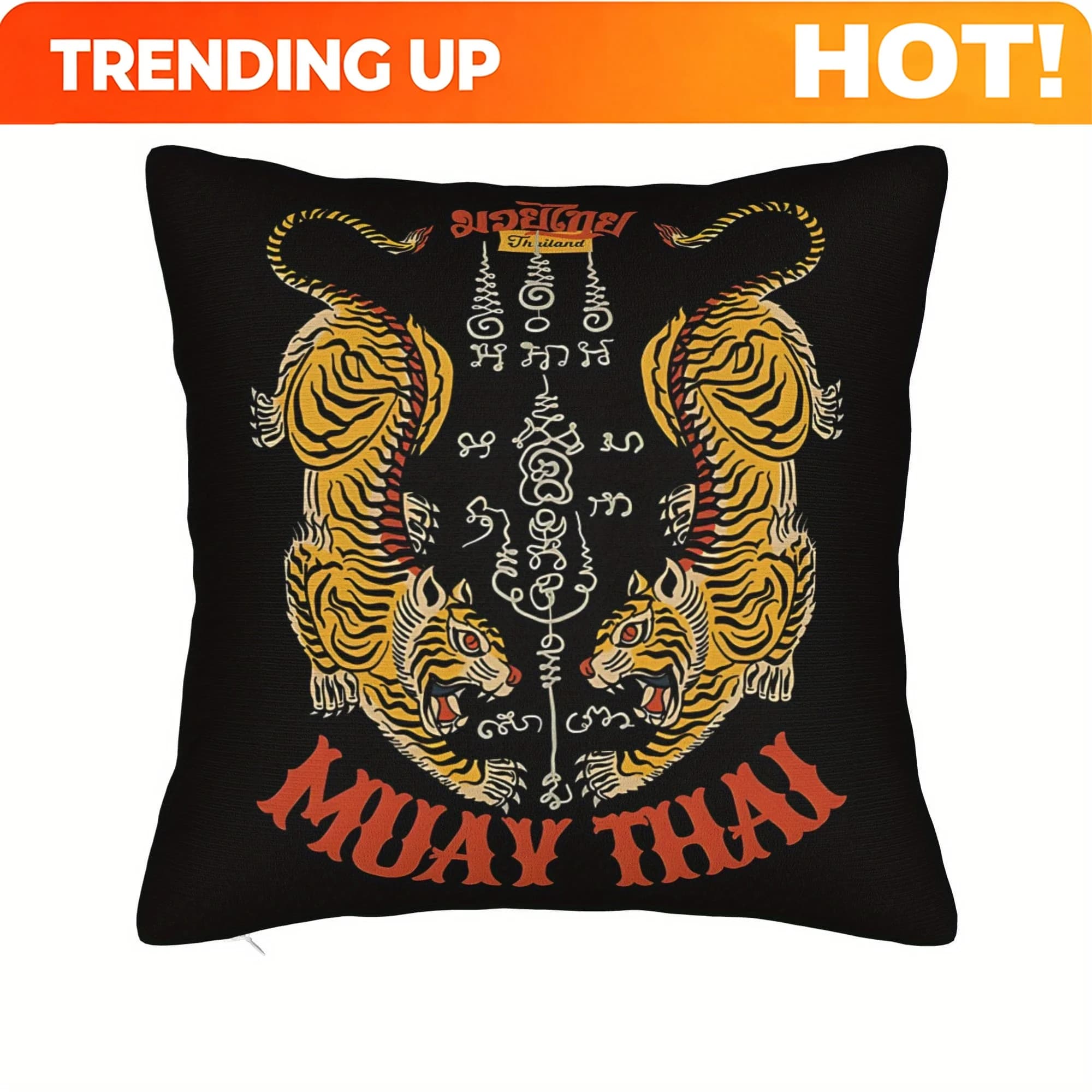 Customize Muay Thai Tiger Tattoo Throw Pillowcase for Sofa Coussin Covers Decorative