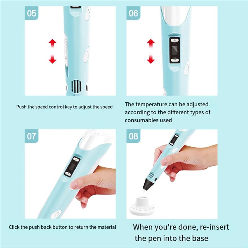 AED5-3D Print Pen DIY Painting Children Fun Camouflage with LCD Screen Compatible with filament PLA 3D Printing Pen