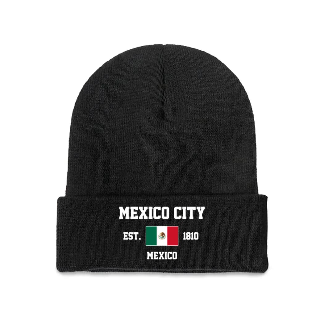 Mexico EST.1810 City Capital Men Women Unisex Knitted Hat Winter Autumn Print Beanie Cap Warm Bonnet