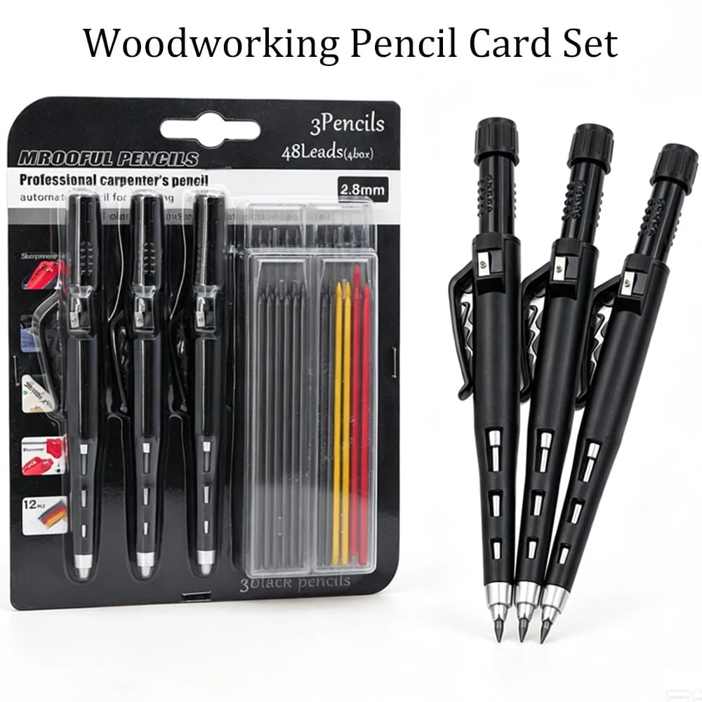2.8mm Creative Carpenter Pencil Card Set,Deep Hole Woodworking Marking Pencil Architects Drawing Tool,For Carpenters Engineering