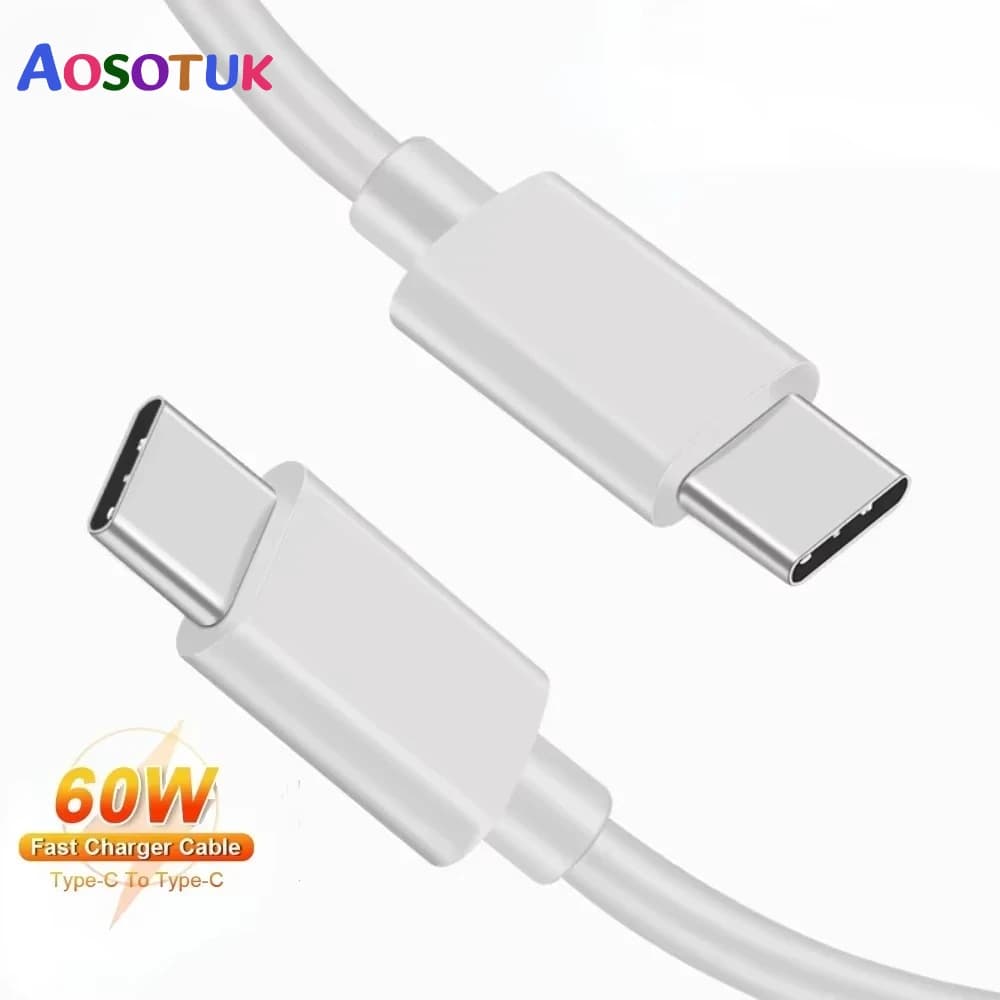 PD60W USB Type C to Type C Cable Quick Charge 3.0 USBC Short Cable for Samsung S24 S23 S22 Huawei Xiaomi Power Bank Data Cable